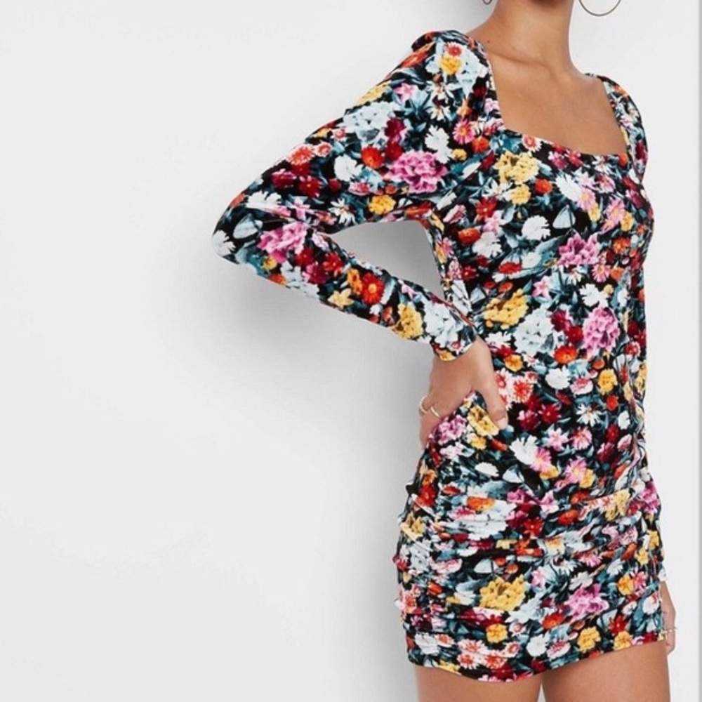 Velvet Floral Bodycon Dress-NWT